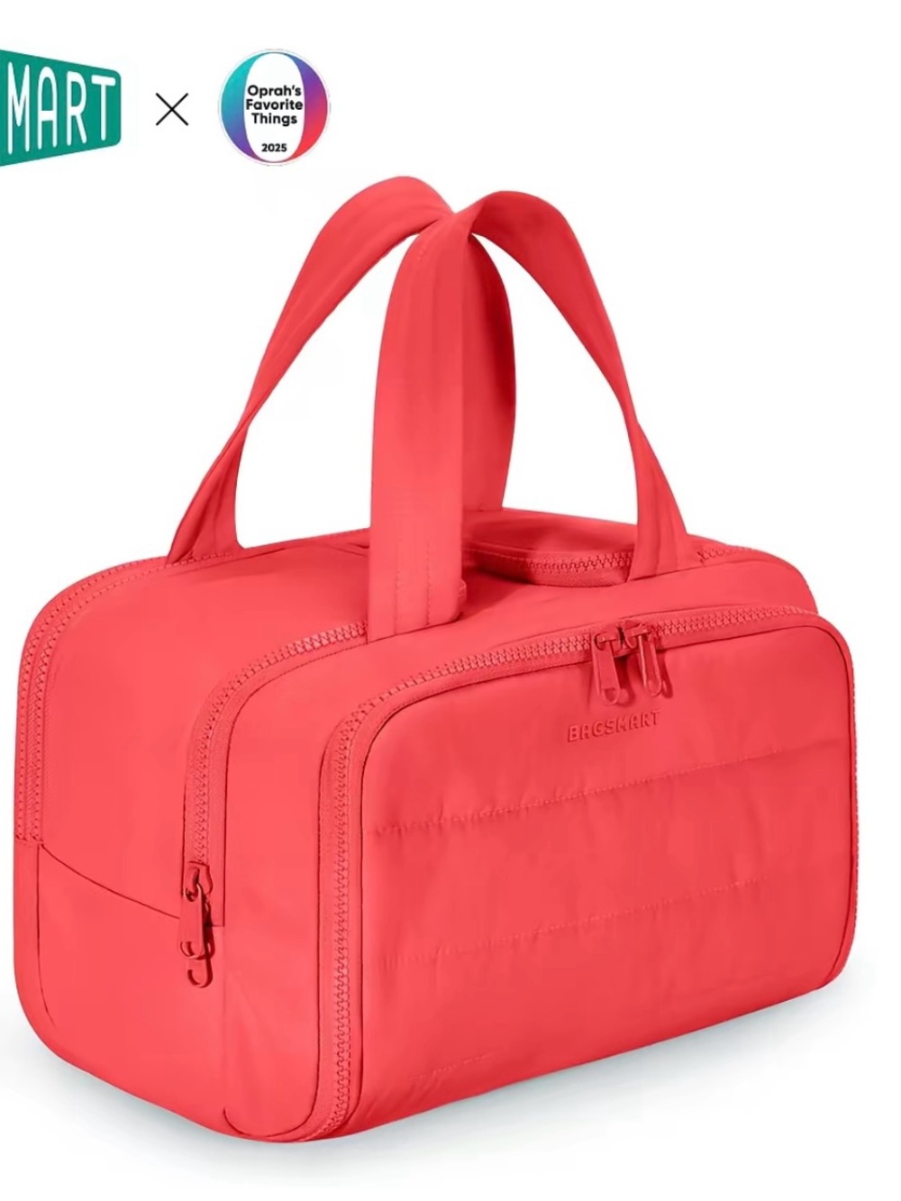 BAGSMART Puffy Travel Toiletry Bag Makeup Organizer Red New
